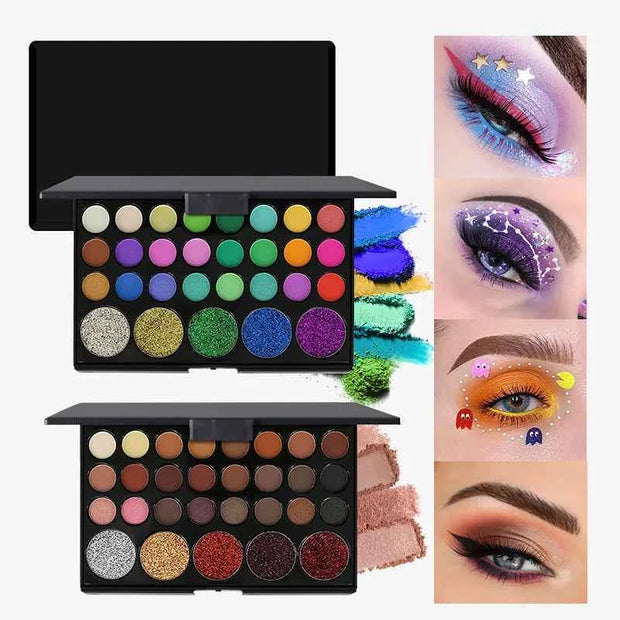 29-Color Eyeshadow Palette Set — Shimmer, Matte & Glitter | Waterproof, Long-Lasting | Festival & Everyday Makeup