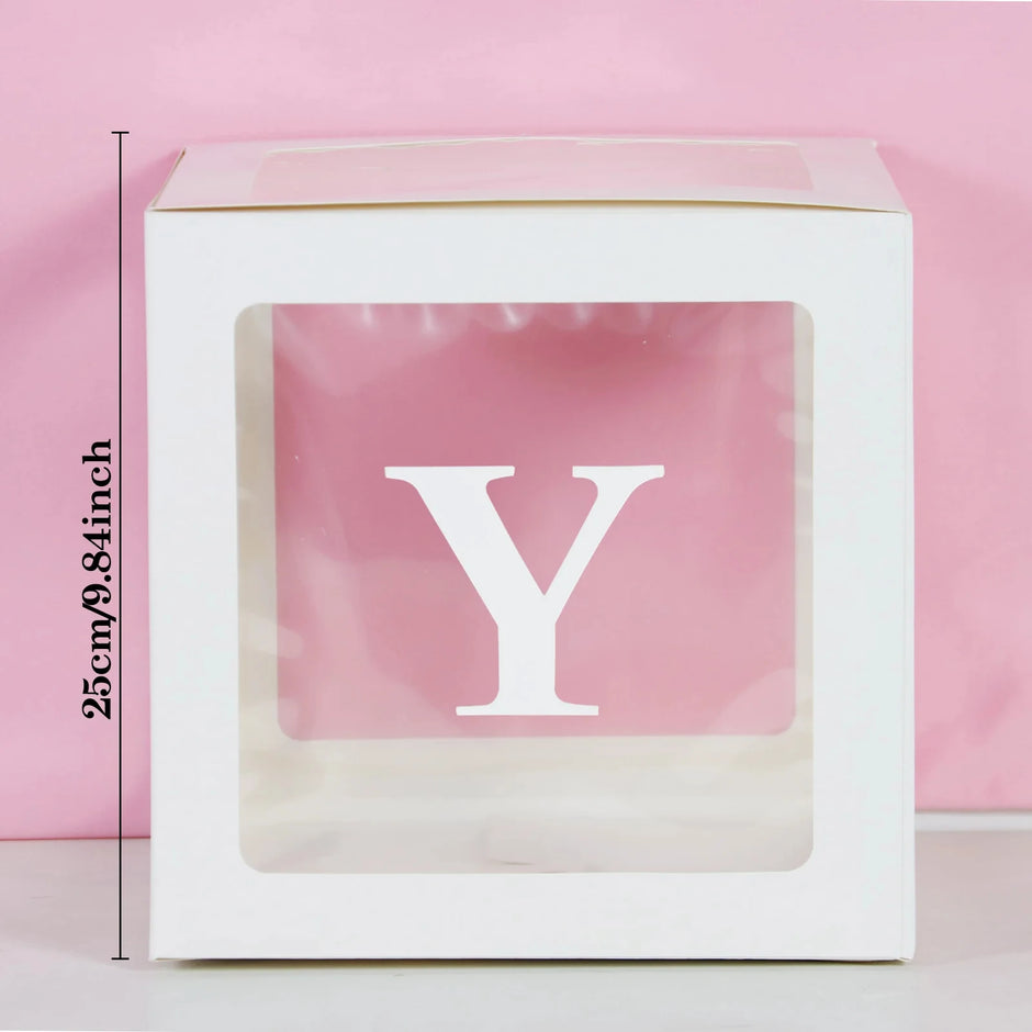 25cm Transparent Letter Gift Box – A-Z Alphabet for Baby Shower, Wedding & Party Decor - Gold Store Business