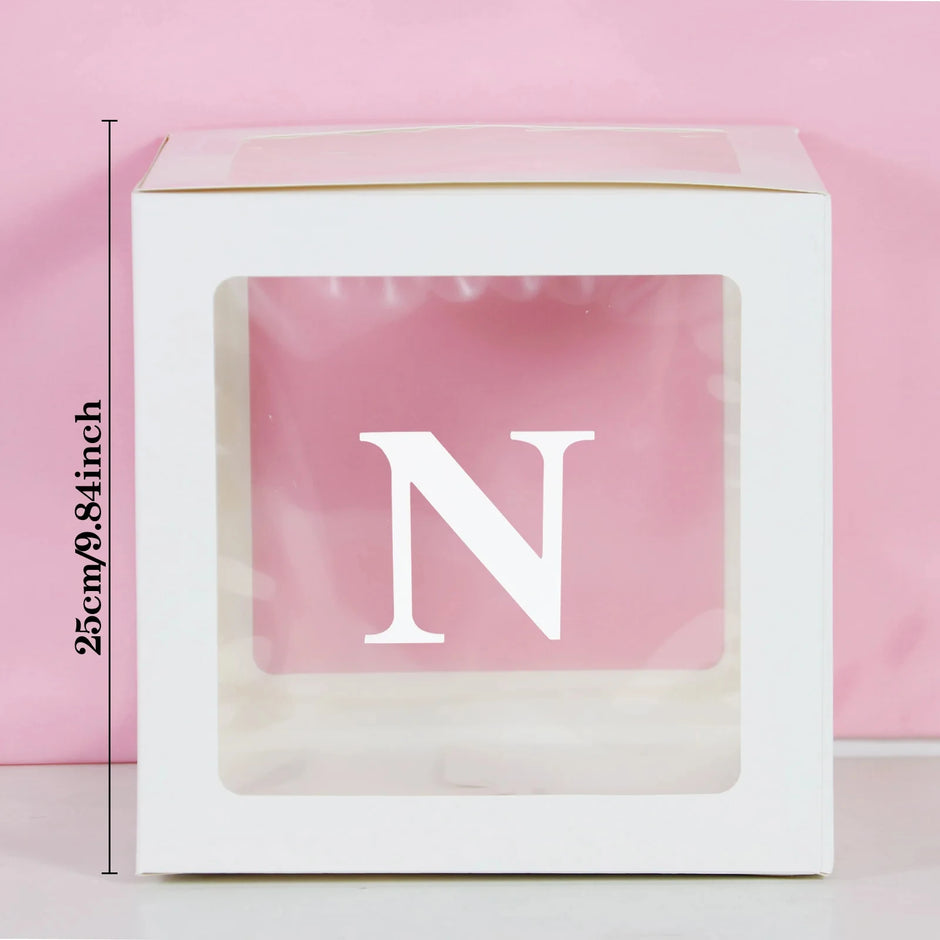 25cm Transparent Letter Gift Box – A-Z Alphabet for Baby Shower, Wedding & Party Decor - Gold Store Business