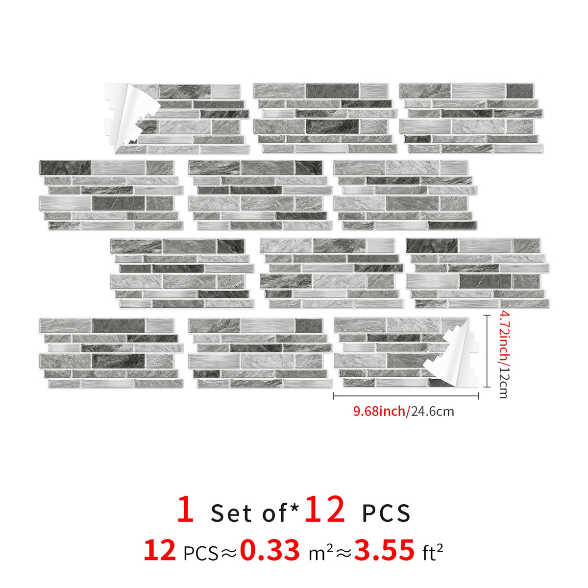 Marble Peel & Stick Wall Tiles – Waterproof Self-Adhesive Backsplash for Bathroom & Kitchen
