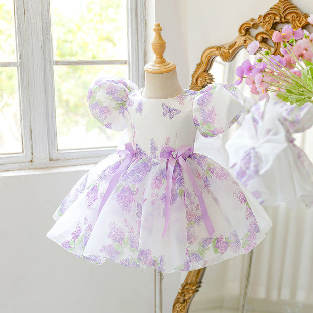 Girls Floral Princess Dress – Runway Flower Girl Gown for Birthday & Party (6M–3Y) - Gold Store Business