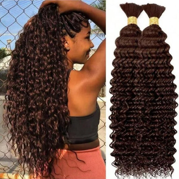 Human Hair Bulk for Braiding — 2 Bundles Deep Wave | Boho Braids, Water Wave, Curly (12–28 Inches)
