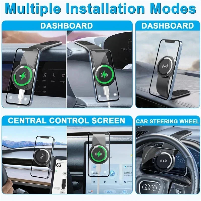 Magnetic Car Phone Holder — MagSafe Compatible Dashboard Mount for iPhone 12-15 Pro Max - Gold Store Business