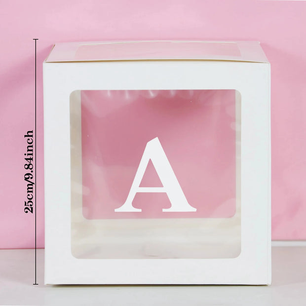 25cm Transparent Letter Gift Box – A-Z Alphabet for Baby Shower, Wedding & Party Decor - Gold Store Business