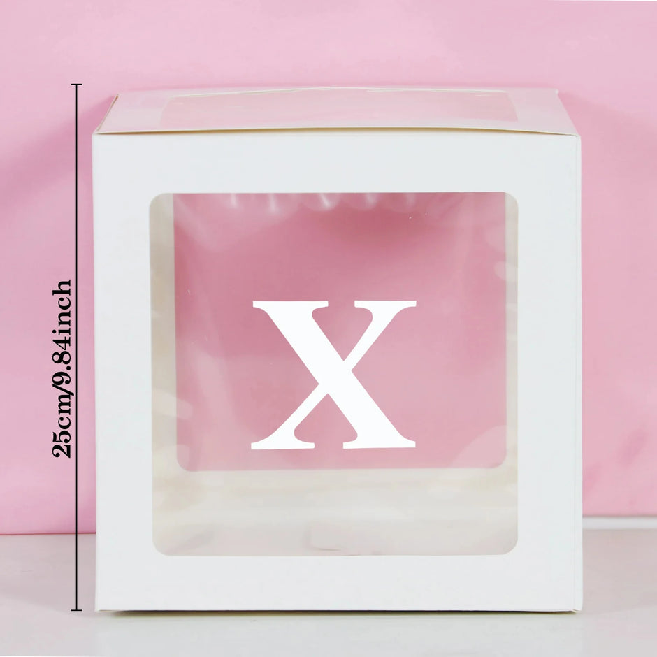 25cm Transparent Letter Gift Box – A-Z Alphabet for Baby Shower, Wedding & Party Decor - Gold Store Business