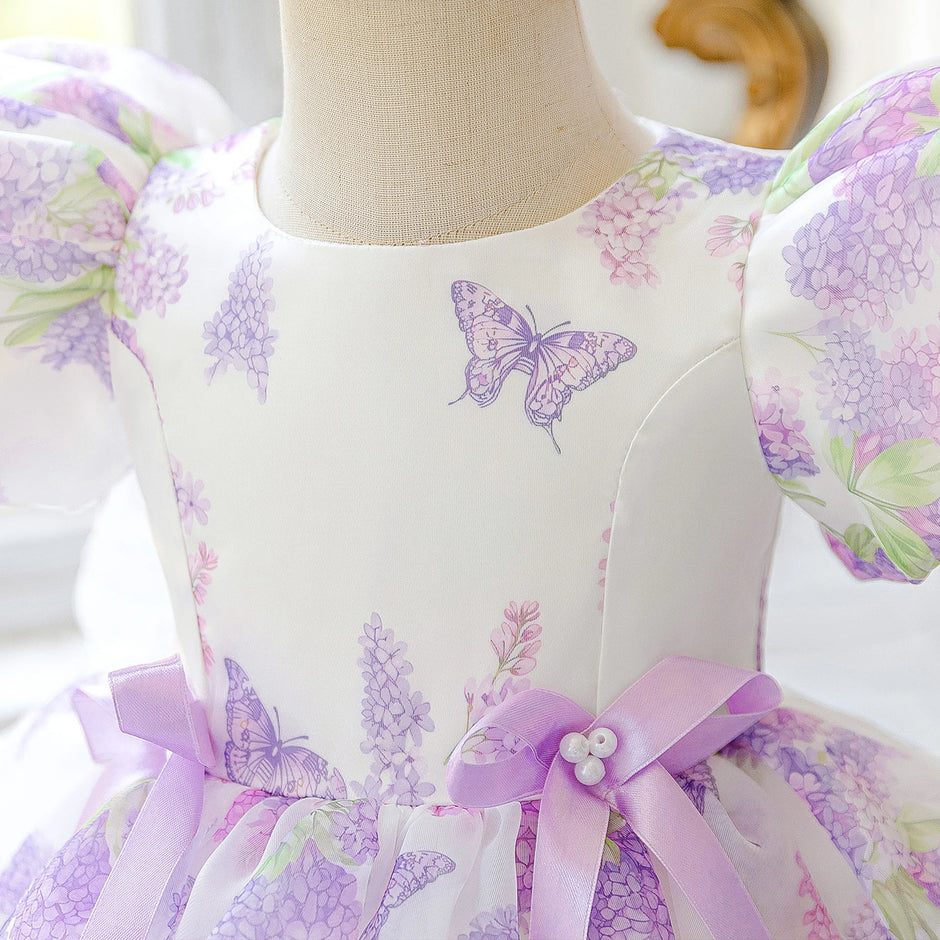 Girls Floral Princess Dress – Runway Flower Girl Gown for Birthday & Party (6M–3Y) - Gold Store Business