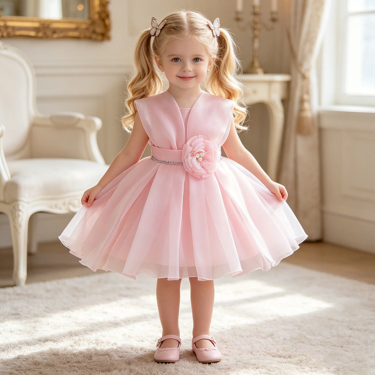 Baby Girl Flower Dress – Baptism, Birthday & Wedding Princess Gown (6M–3Y) - Gold Store Business
