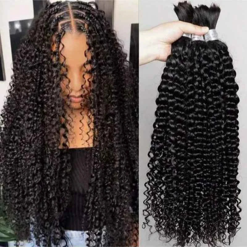 Human Hair Bulk for Braiding — 2 Bundles Deep Wave | Boho Braids, Water Wave, Curly (12–28 Inches)