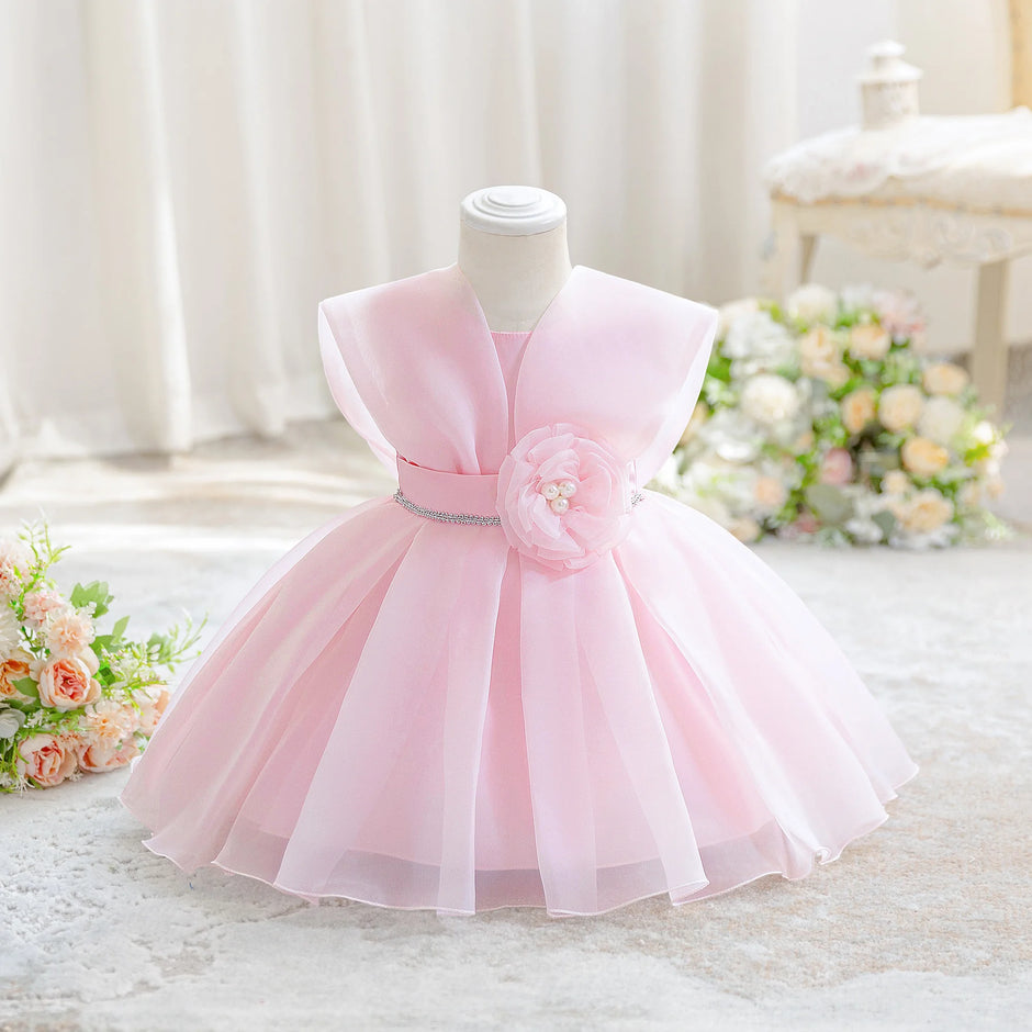 Baby Girl Flower Dress – Baptism, Birthday & Wedding Princess Gown (6M–3Y) - Gold Store Business