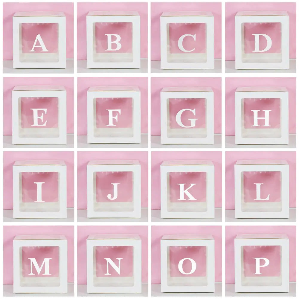 25cm Transparent Letter Gift Box – A-Z Alphabet for Baby Shower, Wedding & Party Decor - Gold Store Business