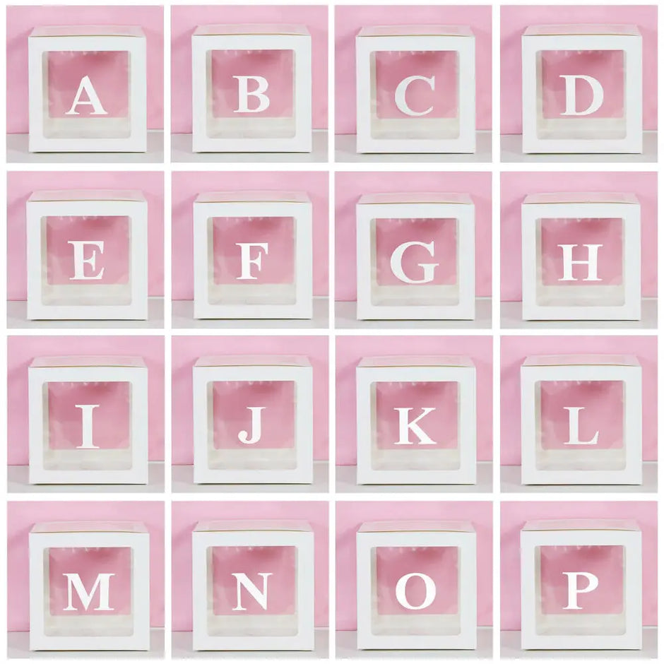 25cm Transparent Letter Gift Box – A-Z Alphabet for Baby Shower, Wedding & Party Decor - Gold Store Business