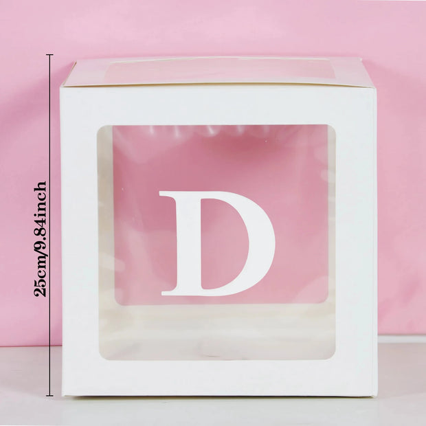 25cm Transparent Letter Gift Box – A-Z Alphabet for Baby Shower, Wedding & Party Decor - Gold Store Business