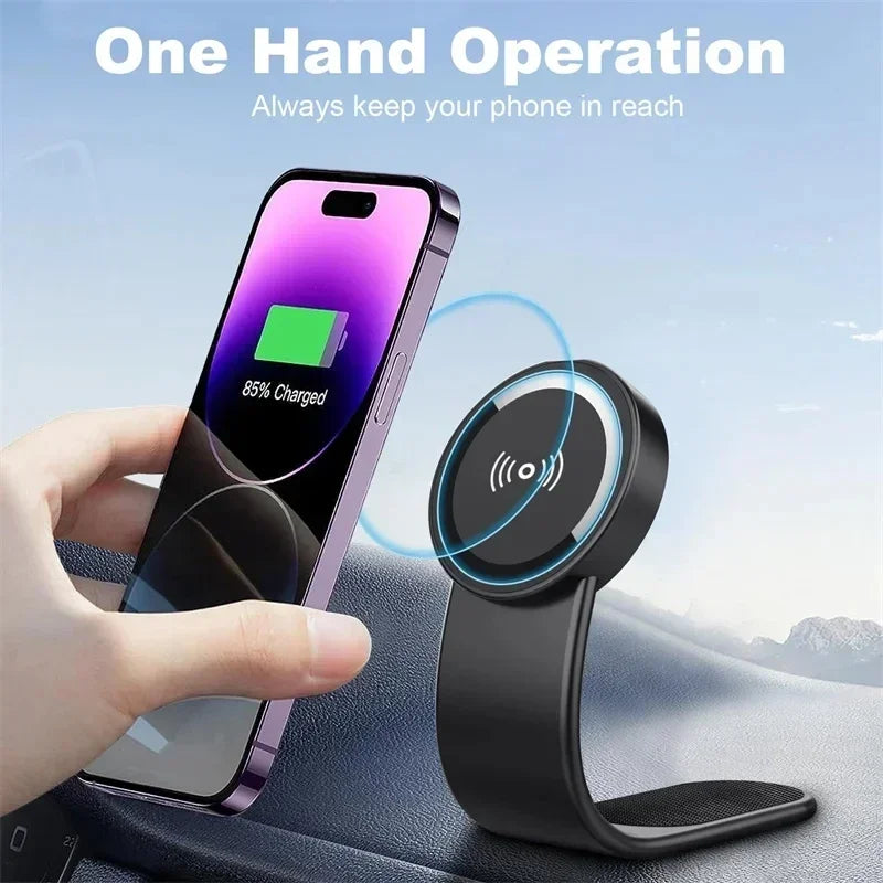Magnetic Car Phone Holder — MagSafe Compatible Dashboard Mount for iPhone 12-15 Pro Max - Gold Store Business