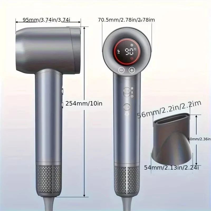 High-Speed Hair Dryer – 110,000 RPM Brushless Motor | Ionic, Low-Noise, 5-Speed | Magnetic Diffuser & Nozzle Included