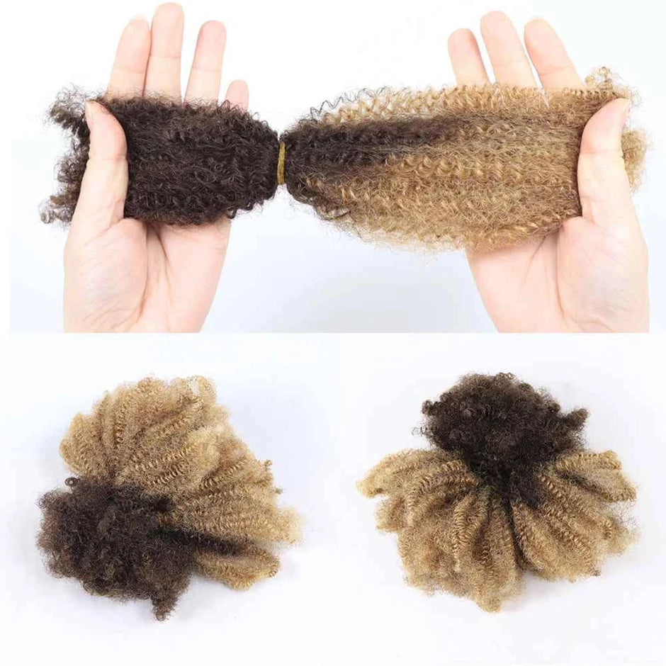 Ombre Afro Kinky Curly Bulk Human Hair for Braiding — Remy Brazilian, Crochet & Loc Styles (10–16 Inches)