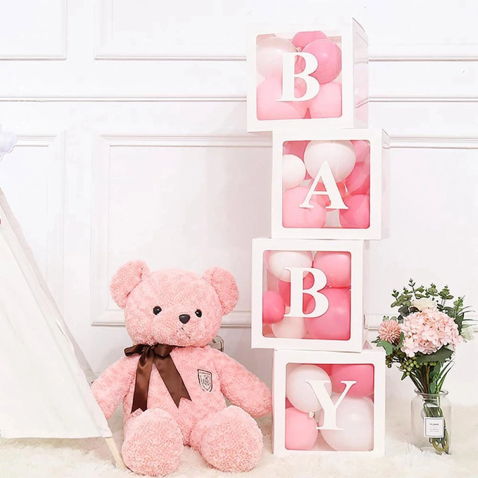 25cm Transparent Letter Gift Box – A-Z Alphabet for Baby Shower, Wedding & Party Decor - Gold Store Business