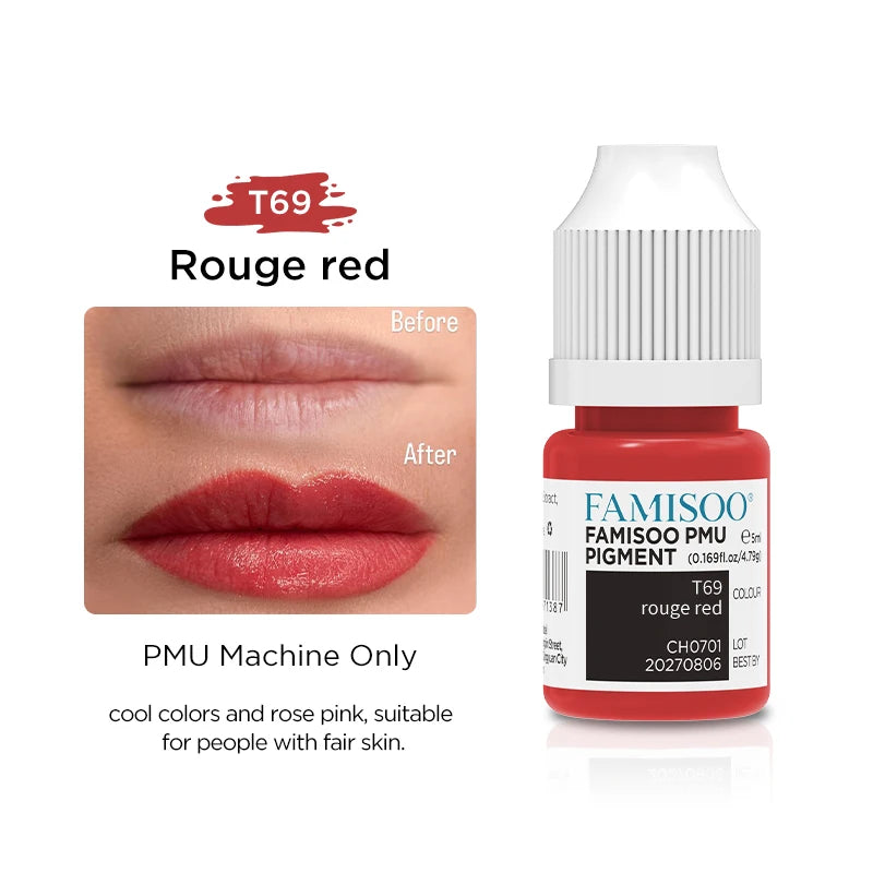 5ML Permanent Makeup Pigment — Lips, Brows & Eyeliner | Plant-Based, CPNP Certified | 29+ Colors