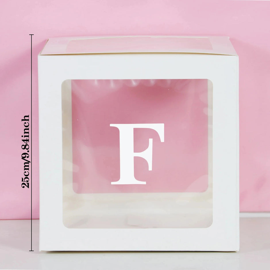 25cm Transparent Letter Gift Box – A-Z Alphabet for Baby Shower, Wedding & Party Decor - Gold Store Business
