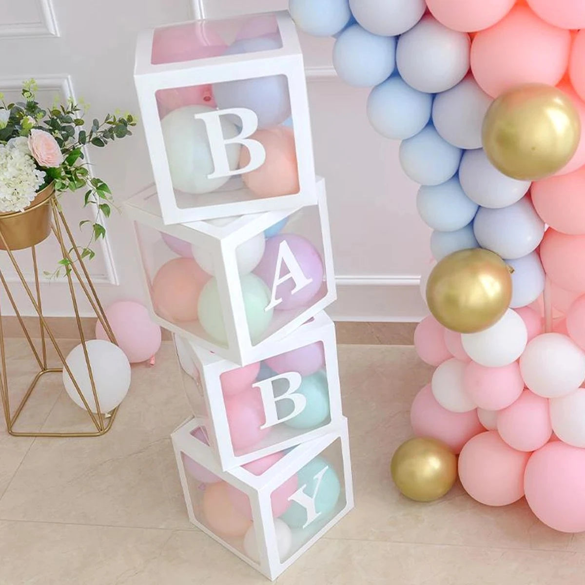25cm Transparent Letter Gift Box – A-Z Alphabet for Baby Shower, Wedding & Party Decor - Gold Store Business