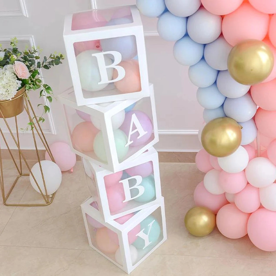 25cm Transparent Letter Gift Box – A-Z Alphabet for Baby Shower, Wedding & Party Decor - Gold Store Business