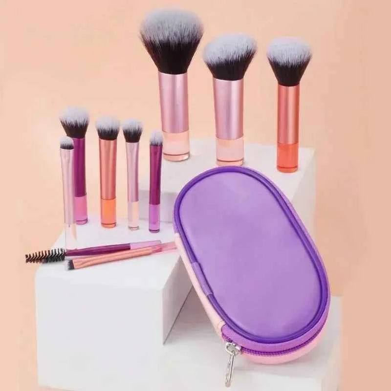 10-Piece Mini Makeup Brush Set — Powder, Eyeshadow, Foundation, Blush, Concealer & More | Professional Beauty Tools
