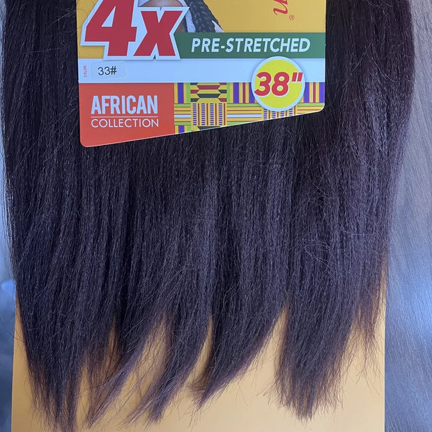 38" Pre-Stretched Braiding Hair — Soft Yaki Texture, Hot Water Set, 4x Pack for Box Braids & Twists
