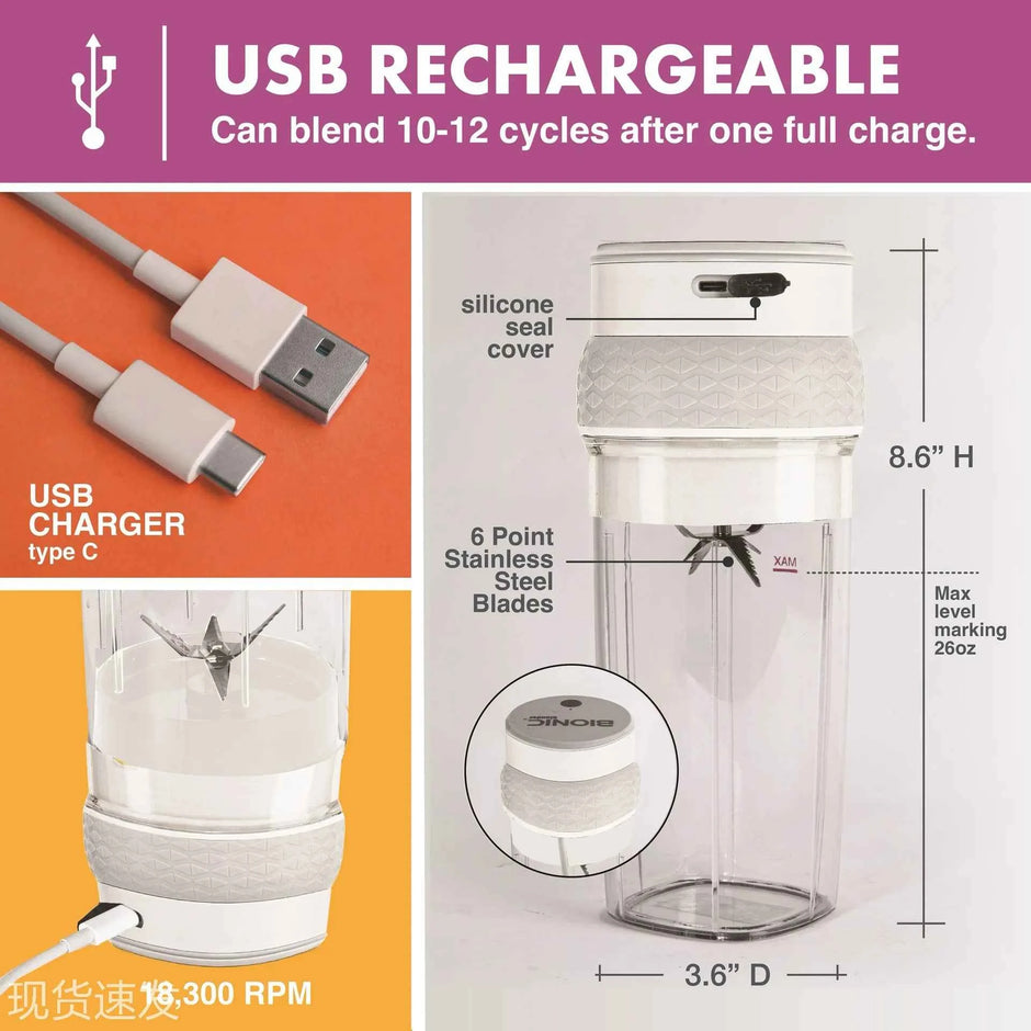 Portable Electric Juicer Cup — Wireless Mini Blender for Fresh Juice On the Go