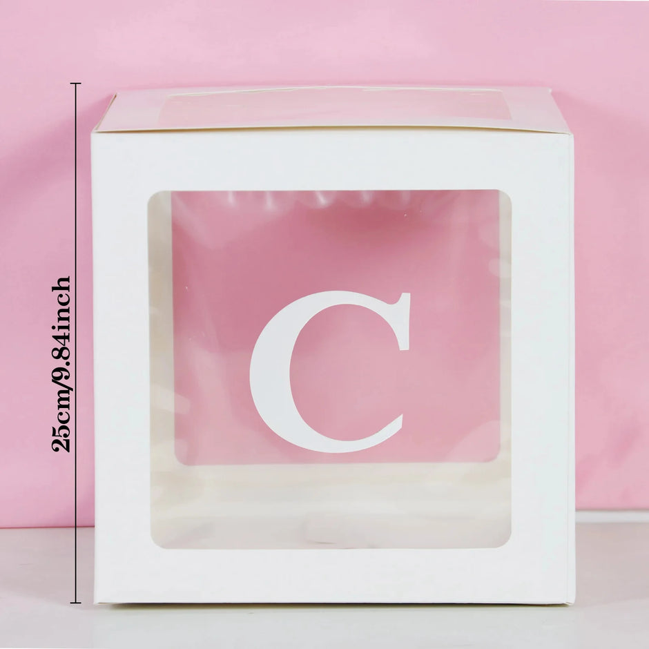 25cm Transparent Letter Gift Box – A-Z Alphabet for Baby Shower, Wedding & Party Decor - Gold Store Business