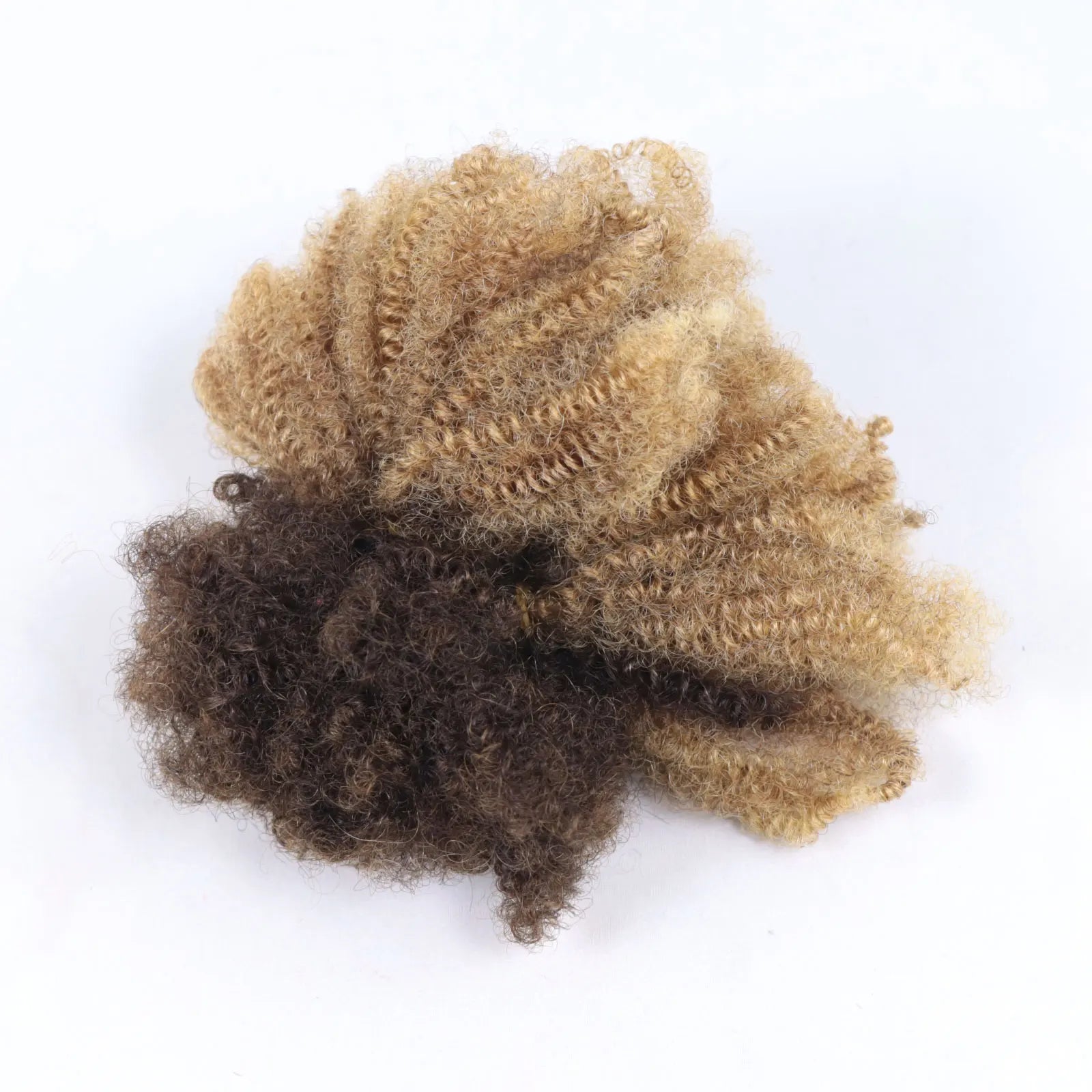 Ombre Afro Kinky Curly Bulk Human Hair for Braiding — Remy Brazilian, Crochet & Loc Styles (10–16 Inches)