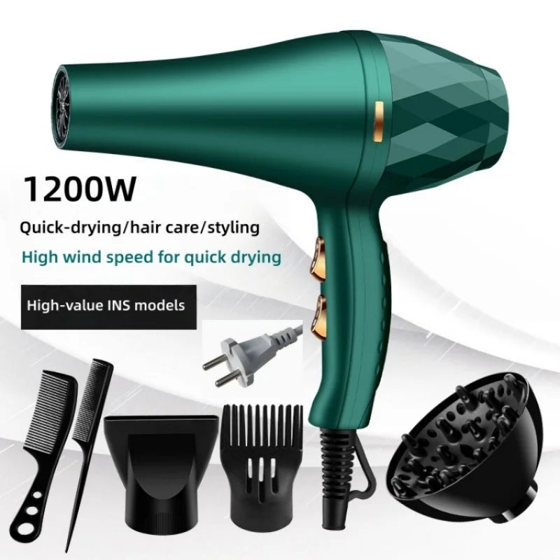 Professional Hair Dryer 1200W – Hot & Cold, Ionic, 3-Speed | Foldable Handle | Home & Salon Use