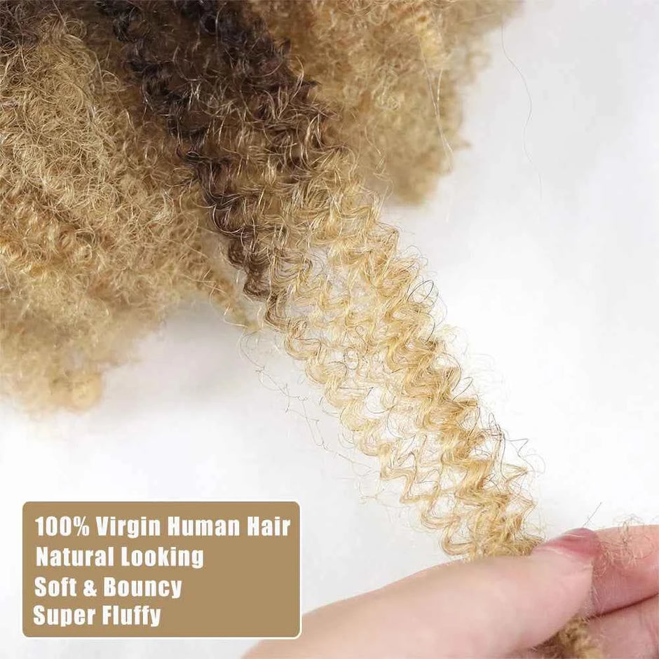 Ombre Afro Kinky Curly Bulk Human Hair for Braiding — Remy Brazilian, Crochet & Loc Styles (10–16 Inches)