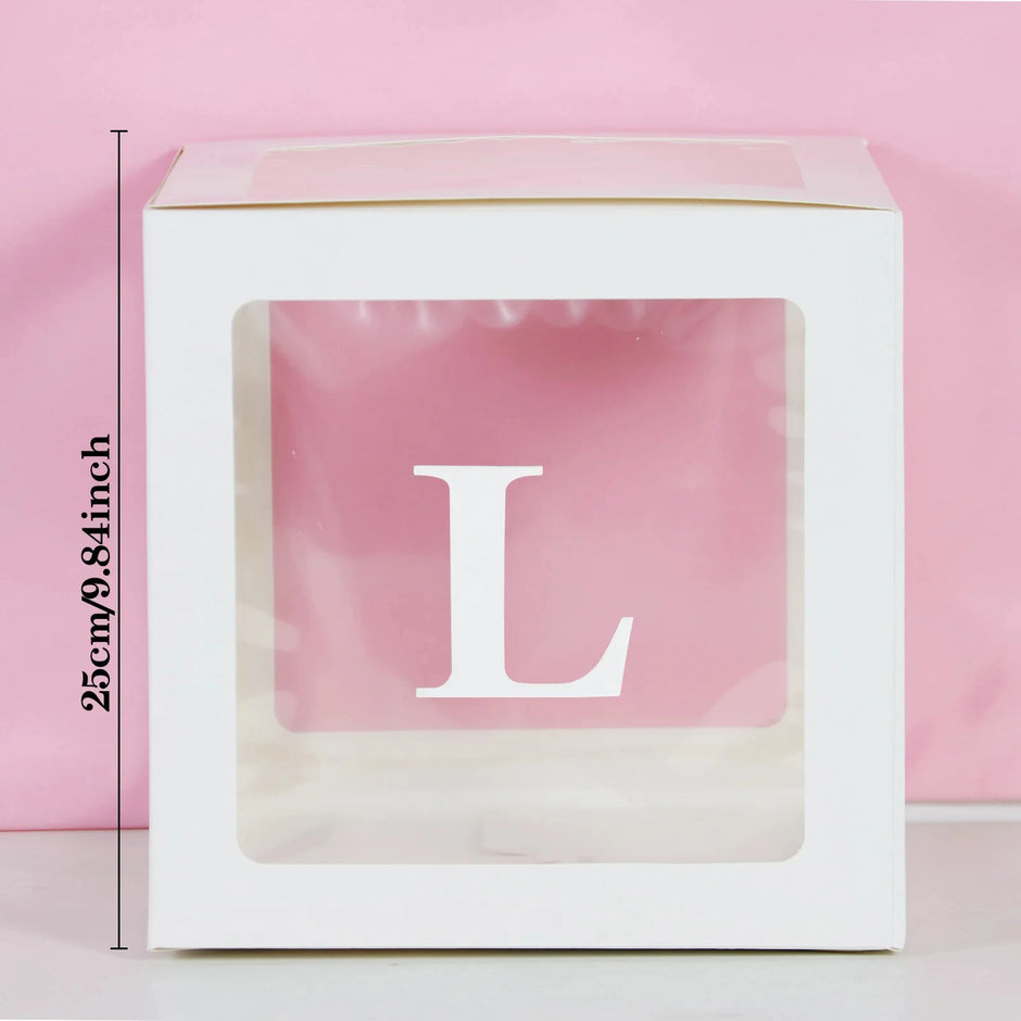 25cm Transparent Letter Gift Box – A-Z Alphabet for Baby Shower, Wedding & Party Decor - Gold Store Business