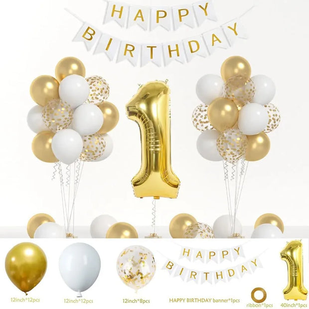 40" Birthday Letter Balloon Set – Foil Balloons for Birthdays, Weddings & Anniversaries - Gold Store Business