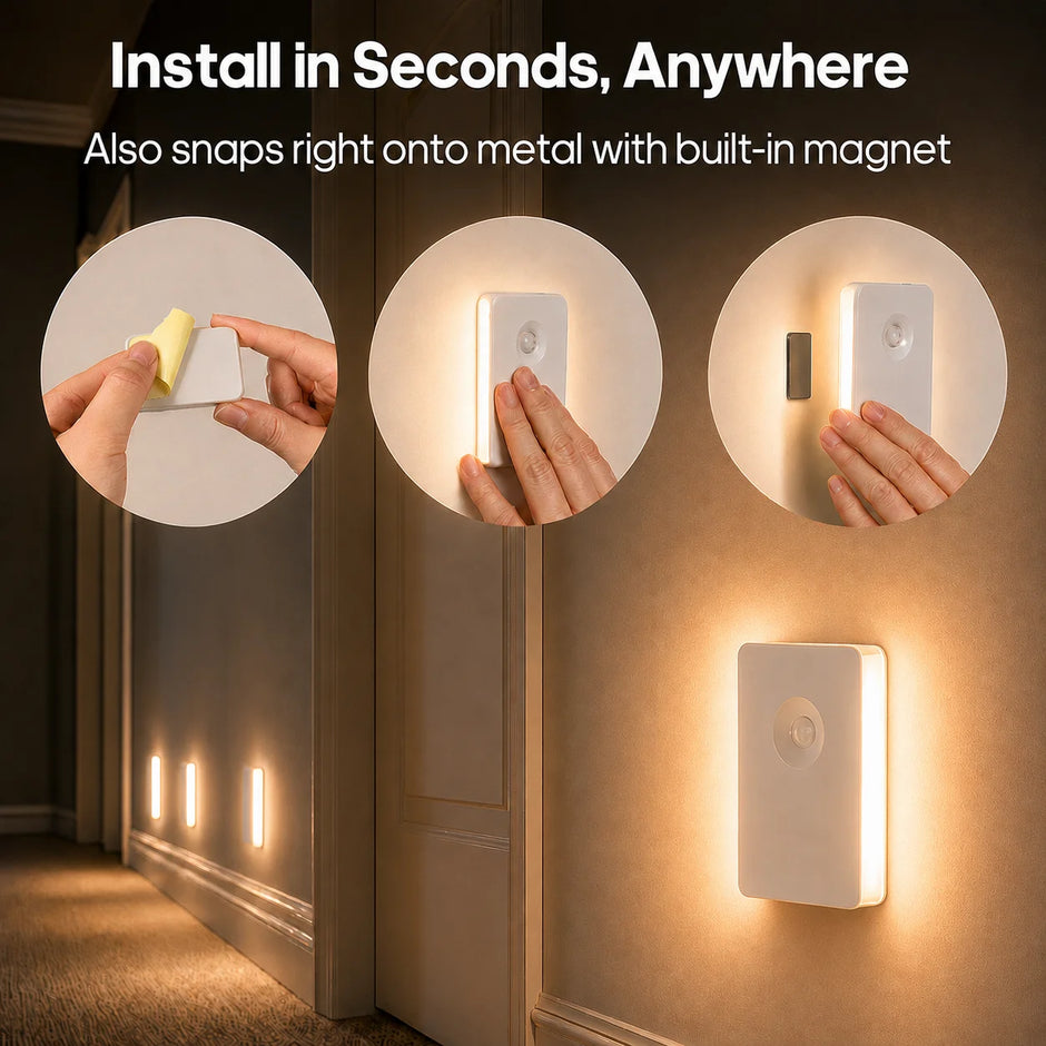 6 Pack Rechargeable Motion Sensor Night Light, Magnetic Stair Lights Indoor, LED Lights for Bedroom, Toilet, Garage, Closet,Step, Hallway