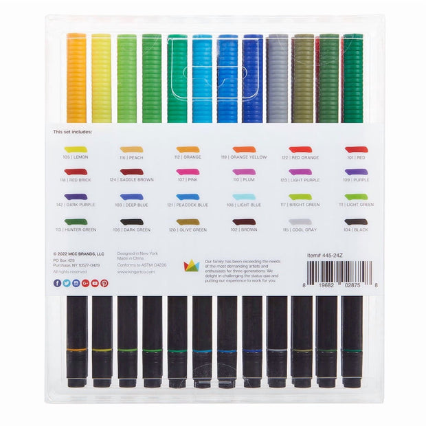 Pro Twin Tip Brush Markers – 24 Vibrant Colors, Art Supplies for Adult Coloring, Drawing