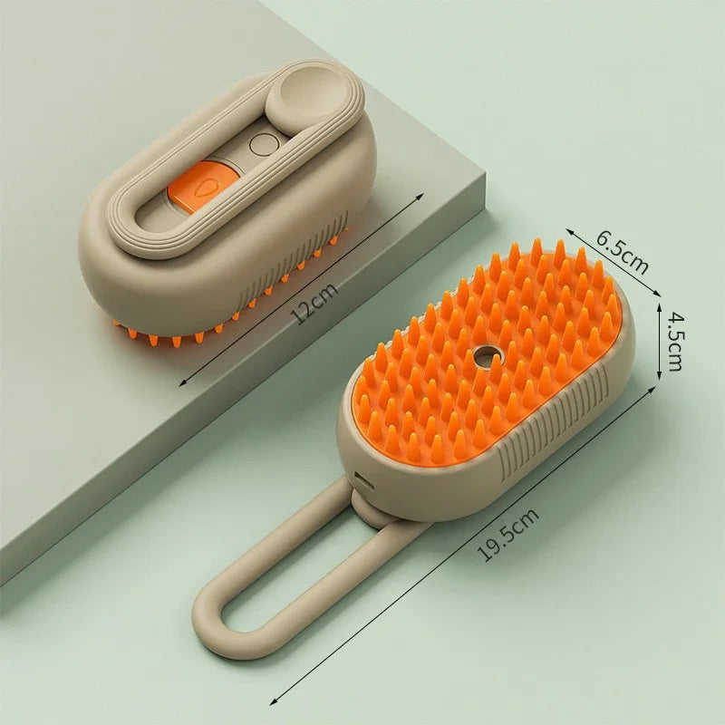 3-in-1 Electric Steam Pet Brush — Essential Oil Spray, Massage & Hair Removal for Dogs & Cats - Gold Store Business