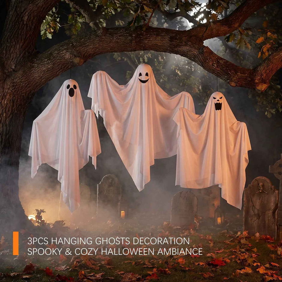 Halloween Hanging Ghost Decorations | 3-Pack, 27.5