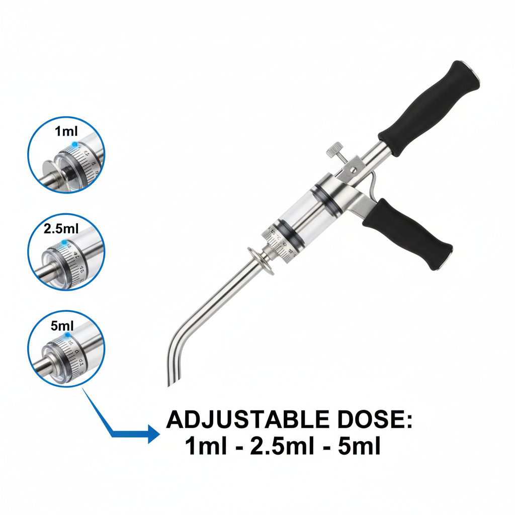 Veterinary Continuous Syringe Gun – Adjustable Dose Animal Injector with 10 Needles - Gold Store Business