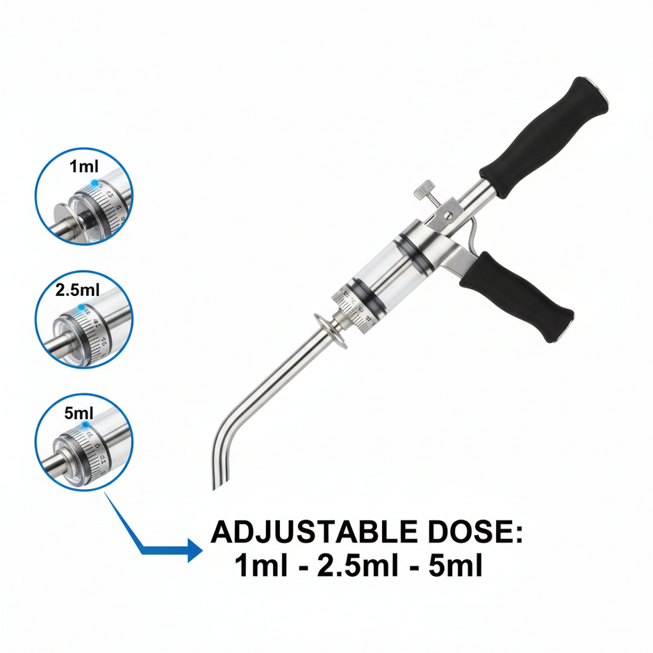 Veterinary Continuous Syringe Gun – Adjustable Dose Animal Injector with 10 Needles - Gold Store Business