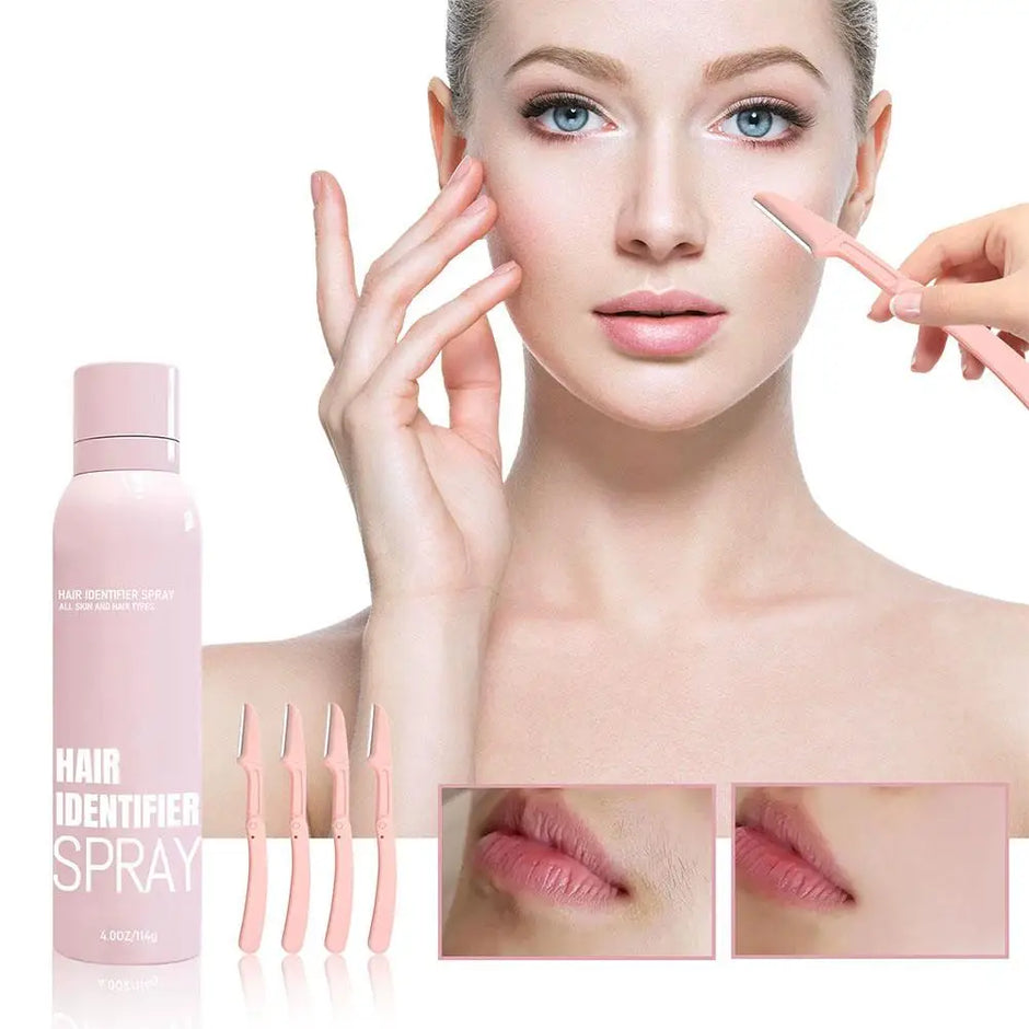 Dermaplaning Hair Identifier Spray Kit – Moisturizing Skin Care Set with Razors for Face Shaving & Hair Removal - Gold Store Business
