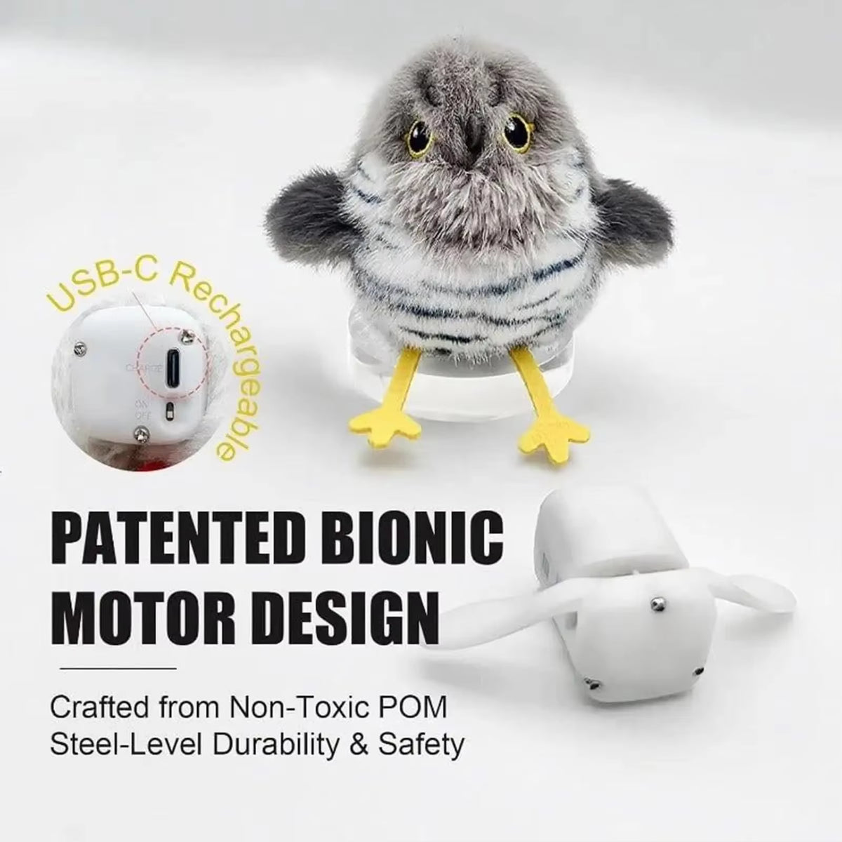 USB Rechargeable Flapping & Chirping Bird Cat Toy – Touch Activated Plush Hunting Toy for Indoor Kittens - Gold Store Business