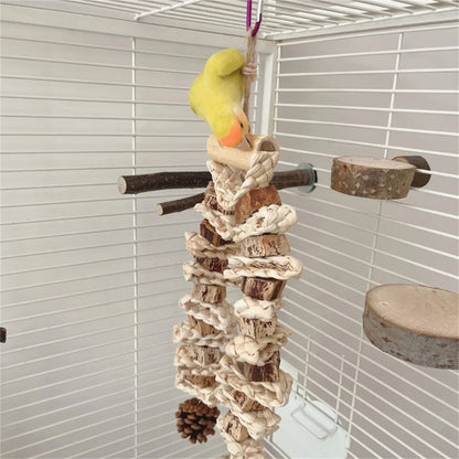 Large Bird Toy Birdcage Hangingtoy Naturalpinecone Block Parrot Chewing Toy Climbing Swing Toy for Lovebirds Cockatoos