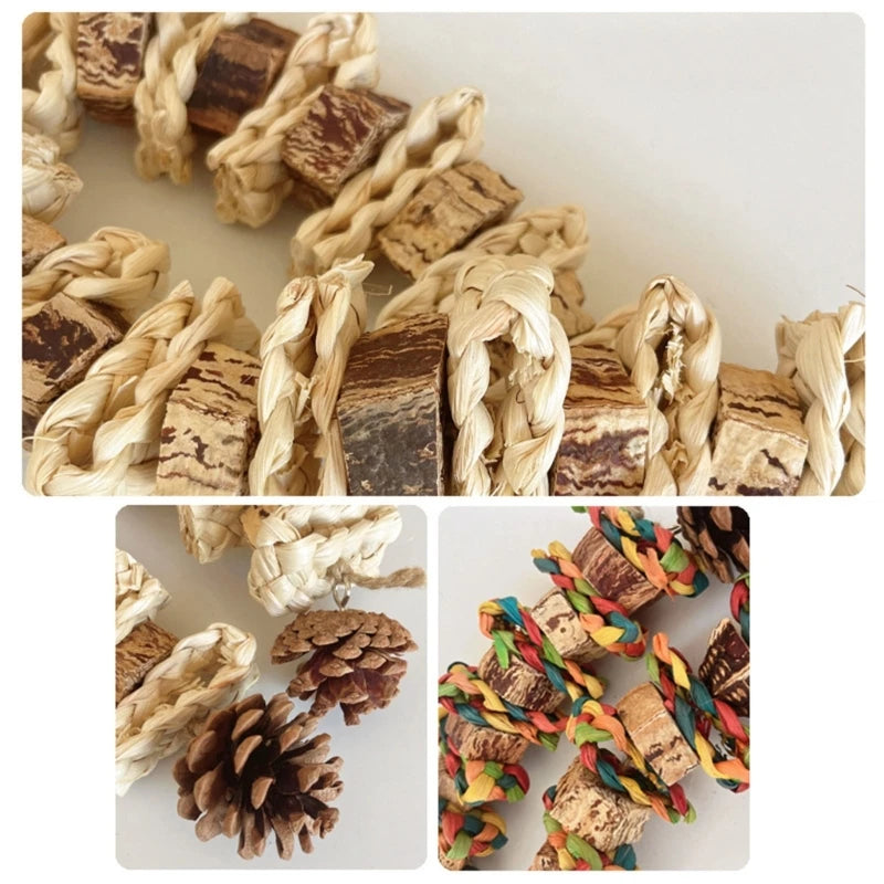 Large Parrot Chewing & Climbing Swing Toy – Natural Pine Cone Bird Cage Hanging Toy for Lovebirds & Cockatoos - Gold Store Business