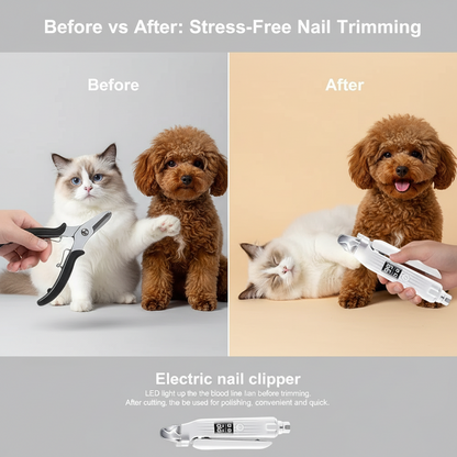 2-in-1 Electric Pet Nail Trimmer & Grinder with LED Light – Quiet Dog & Cat Nail File