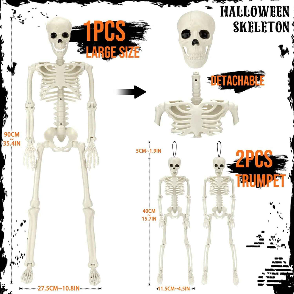 3-Piece Posable Halloween Skeleton Set | 35