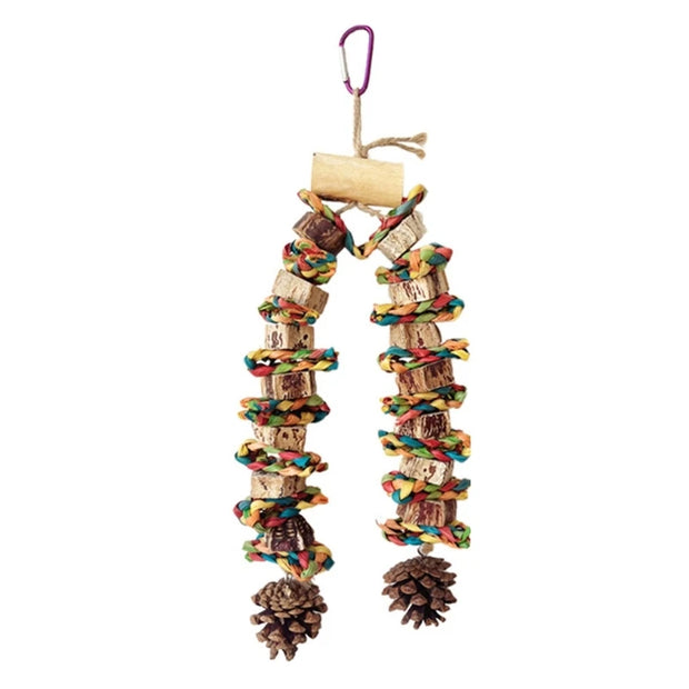 Large Parrot Chewing & Climbing Swing Toy – Natural Pine Cone Bird Cage Hanging Toy for Lovebirds & Cockatoos - Gold Store Business