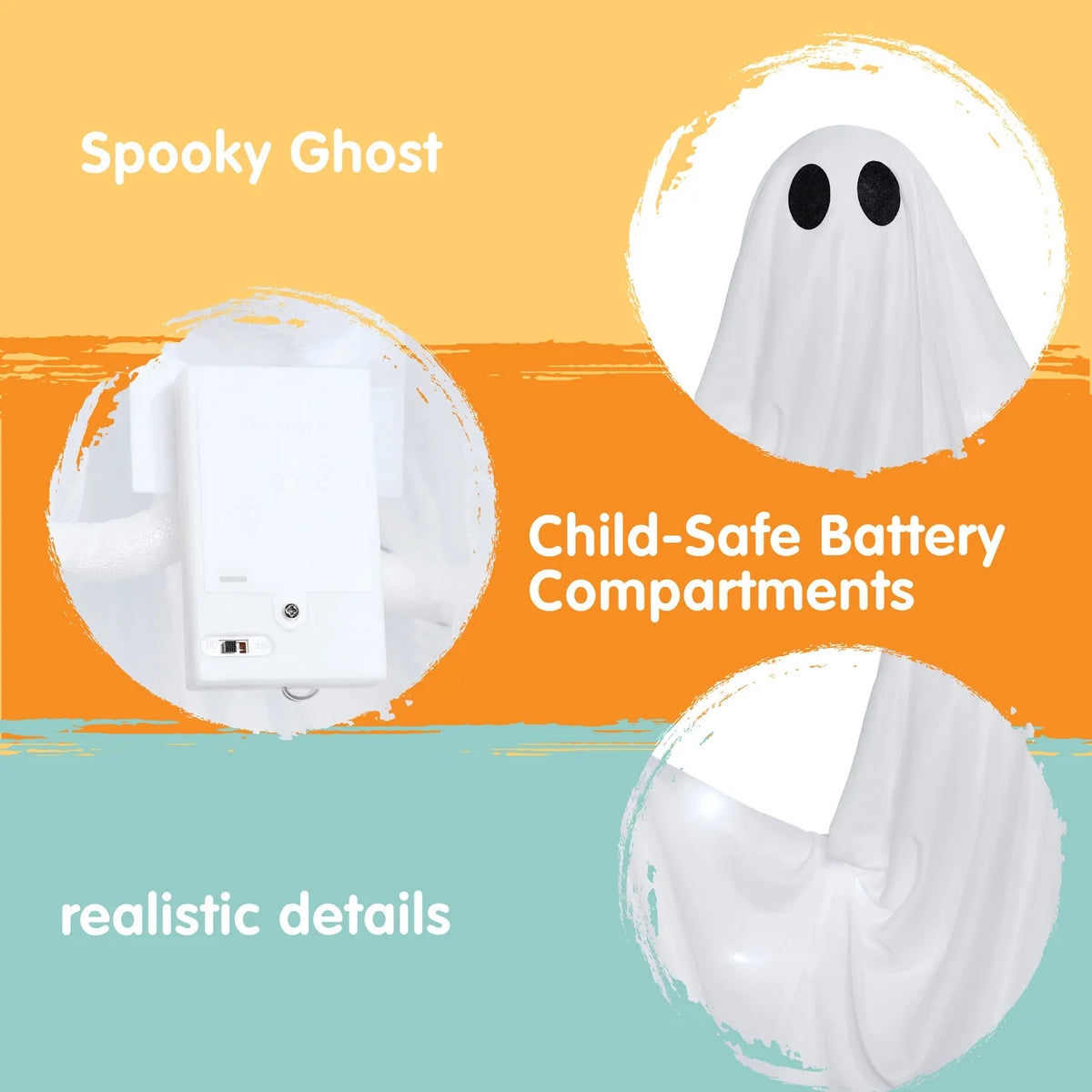 47 Inch Hanging Ghosts Halloween Decor,Halloween Light up White Ghosts with Spooky White LED Light,Halloween Outdoor Yard Porch Decorations,Haunted House Decorations