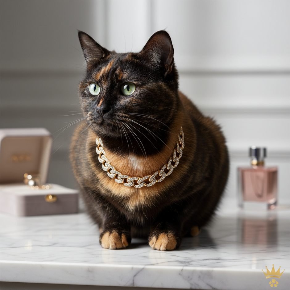 Luxury Cuban Link Dog Collar – Gold & Silver Diamond Chain Necklace for Pets - Gold Store Business