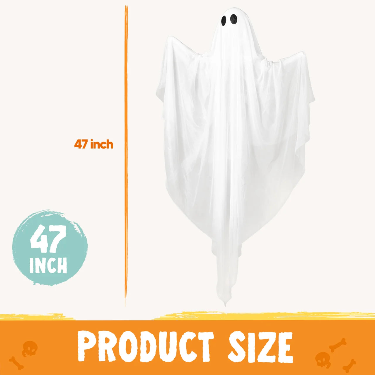 47 Inch Hanging Ghosts Halloween Decor,Halloween Light up White Ghosts with Spooky White LED Light,Halloween Outdoor Yard Porch Decorations,Haunted House Decorations