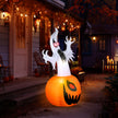 5 Ft Halloween Inflatable Pumpkin Halloween Inflatable Pumpkins and Ghost Outdoor Yard Decoration Build-In 4 LED Lights